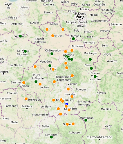 Carte des webcams de l'association Météo Centre - Val de Loire - Juillet 2025