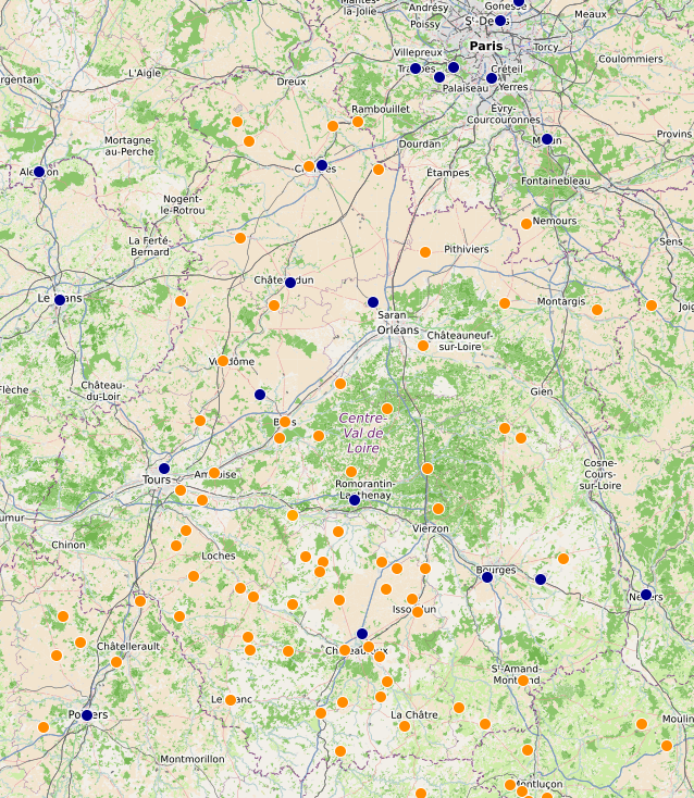 Carte du réseau de stations météo au 22 juin 2025